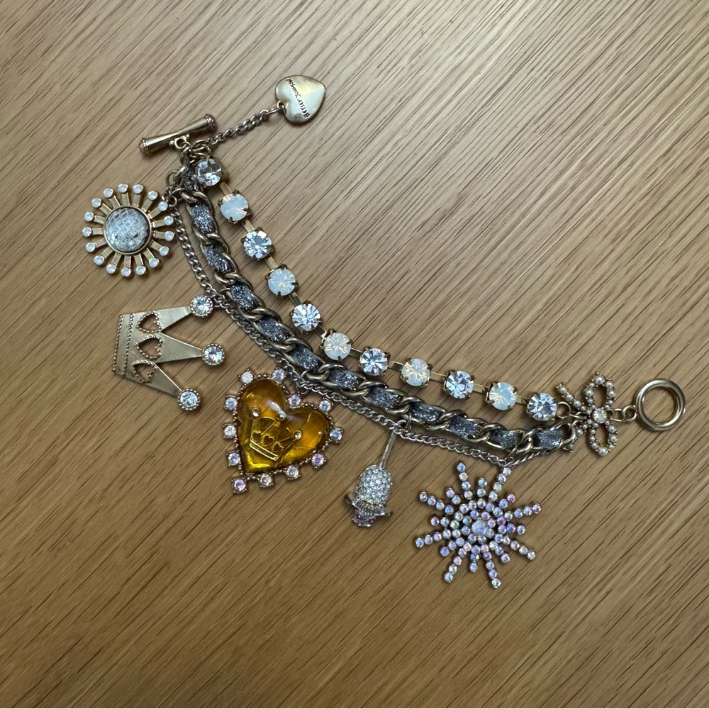 Vintage Betsey Johnson Ice Princess Snowflake & Mouse Charm Bracelet